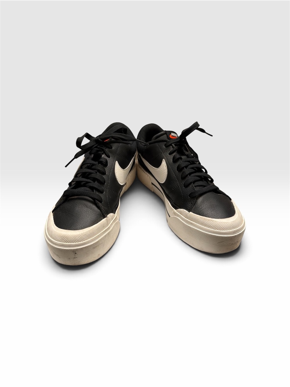 Nike Men’s Black and Cream Platform Low-Top Sneakers